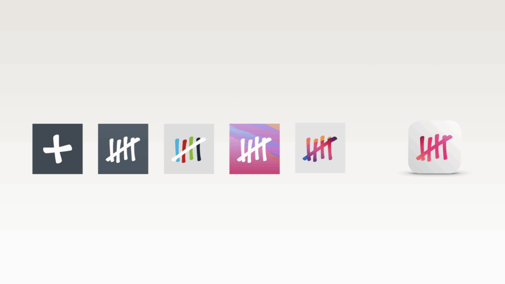 Different App icon drafts that lead to the final one.